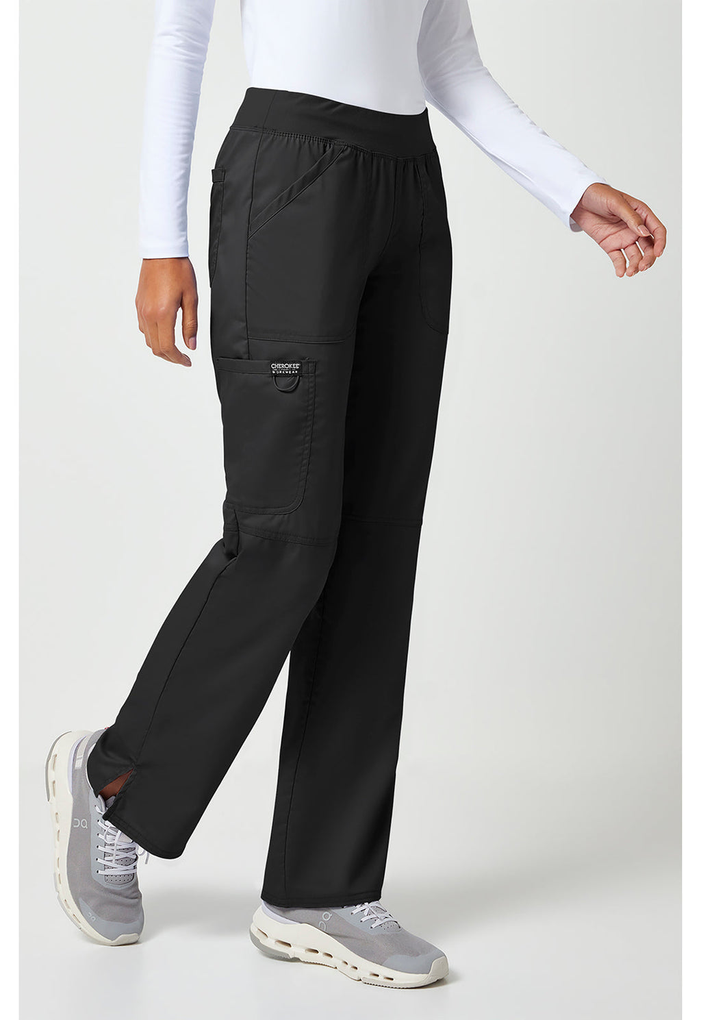 Workwear Revolution WW110 Women's Mid Rise Straight Leg Pull-on Scrub Pants Black
