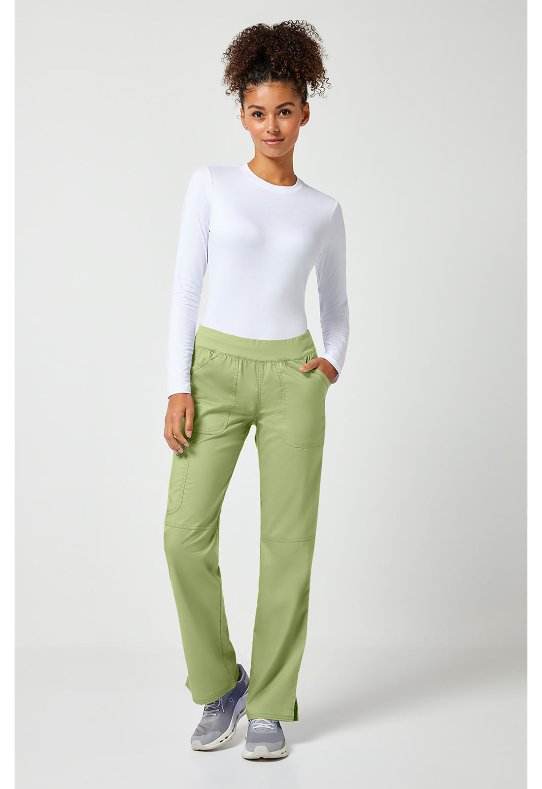Workwear Revolution WW110 Women's Mid Rise Straight Leg Pull-on Scrub Pants Cucumber