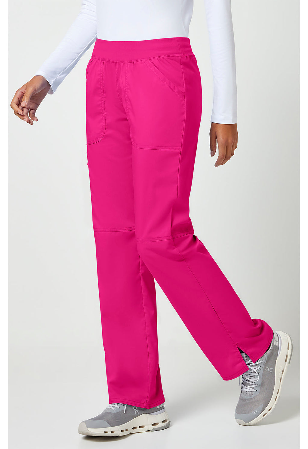 Workwear Revolution WW110 Women's Mid Rise Straight Leg Pull-on Scrub Pants Electric Pink