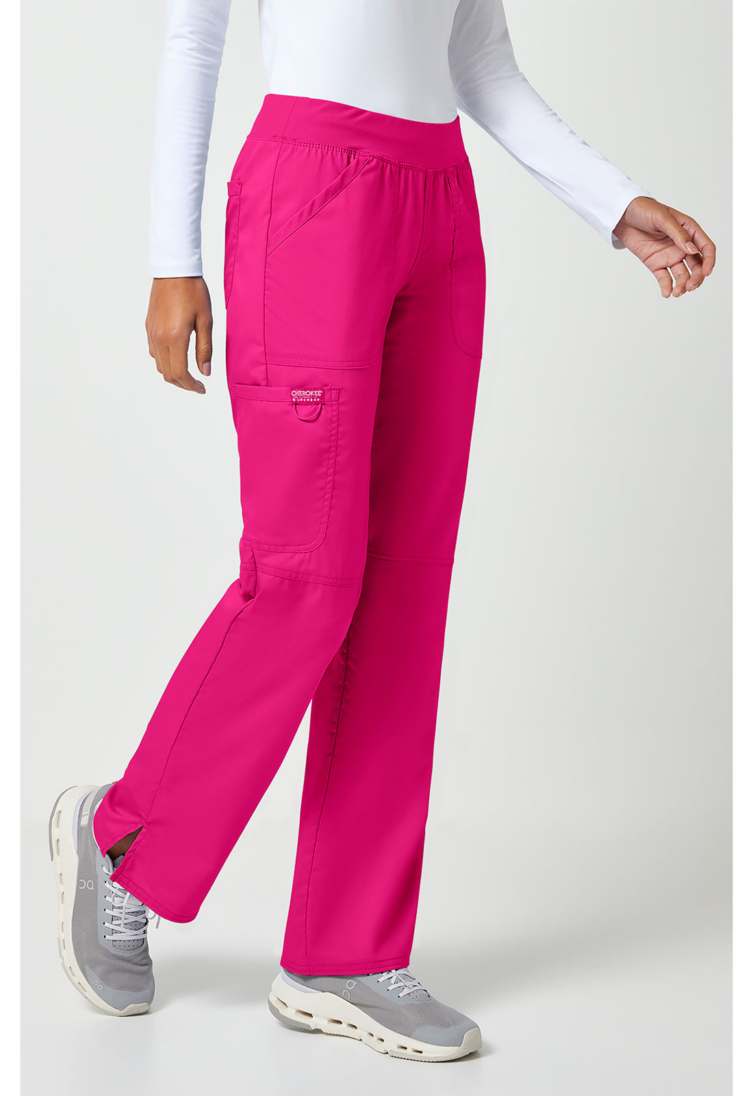 Workwear Revolution WW110 Women's Mid Rise Straight Leg Pull-on Scrub Pants Electric Pink