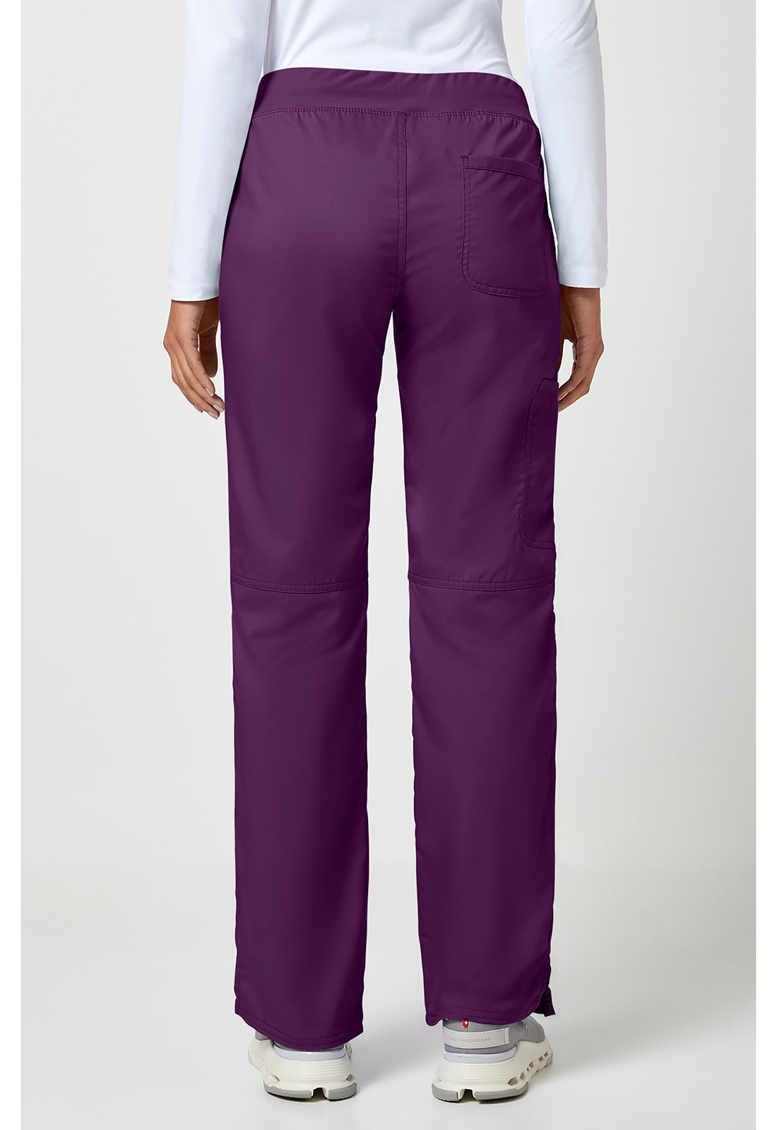 Workwear Revolution WW110 Women's Mid Rise Straight Leg Pull-on Scrub Pants Eggplant
