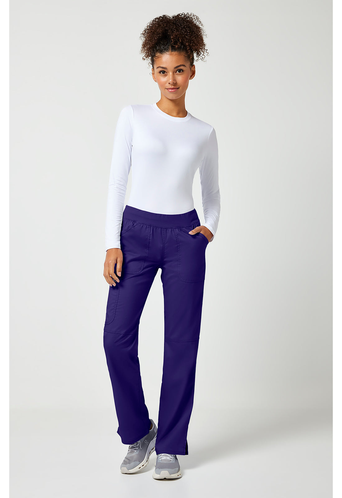 Workwear Revolution WW110 Women's Mid Rise Straight Leg Pull-on Scrub Pants Grape