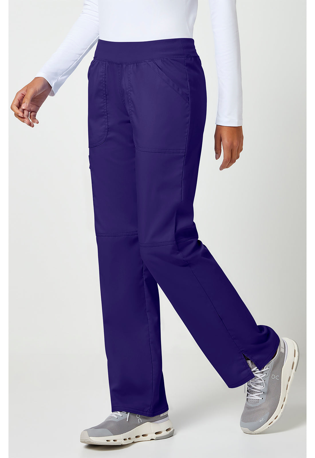 Workwear Revolution WW110 Women's Mid Rise Straight Leg Pull-on Scrub Pants Grape