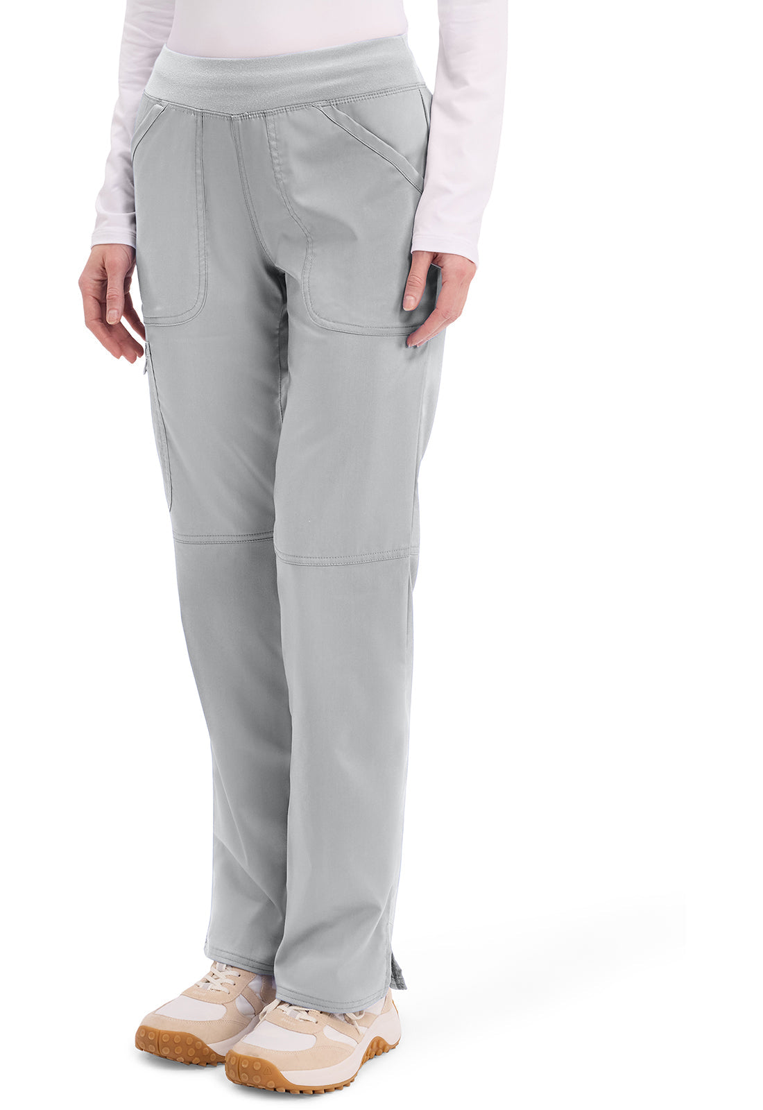 Workwear Revolution WW110 Women's Mid Rise Straight Leg Pull-on Scrub Pants Grey