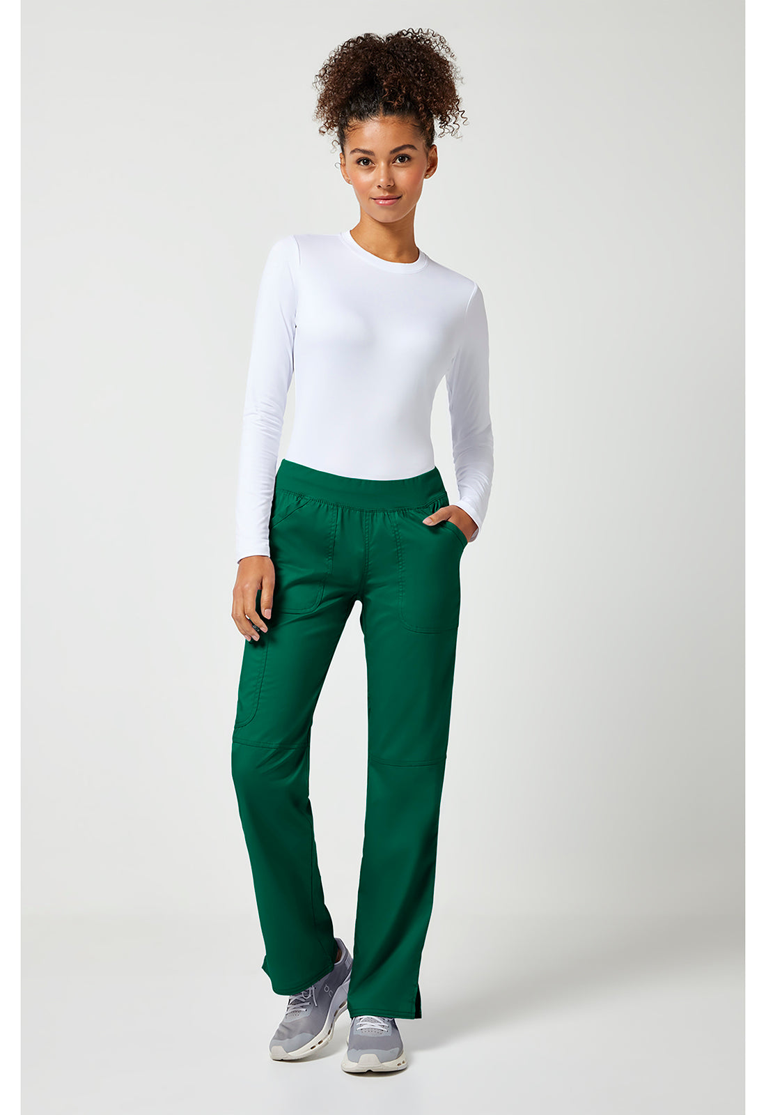 Workwear Revolution WW110 Women's Mid Rise Straight Leg Pull-on Scrub Pants Hunter Green