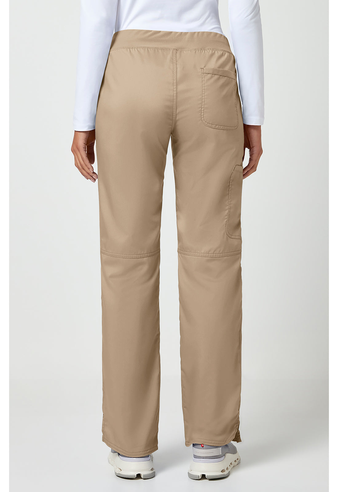 Workwear Revolution WW110 Women's Mid Rise Straight Leg Pull-on Scrub Pants Khaki