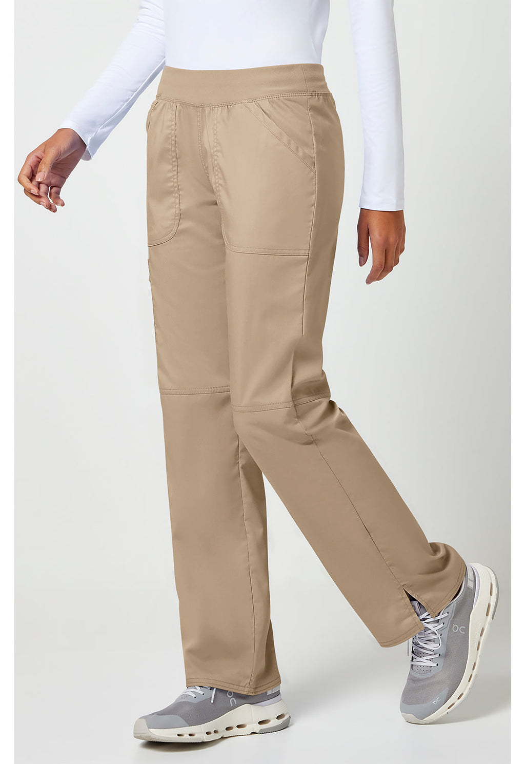 Workwear Revolution WW110 Women's Mid Rise Straight Leg Pull-on Scrub Pants Khaki