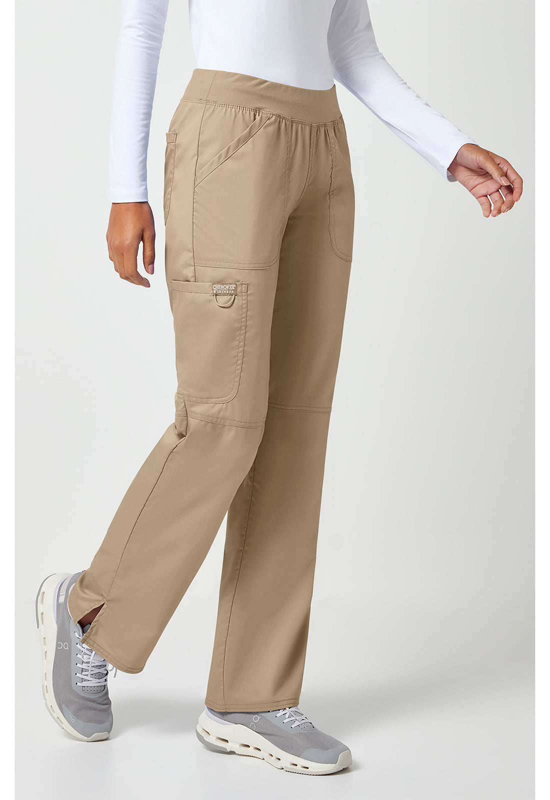 Workwear Revolution WW110 Women's Mid Rise Straight Leg Pull-on Scrub Pants Khaki