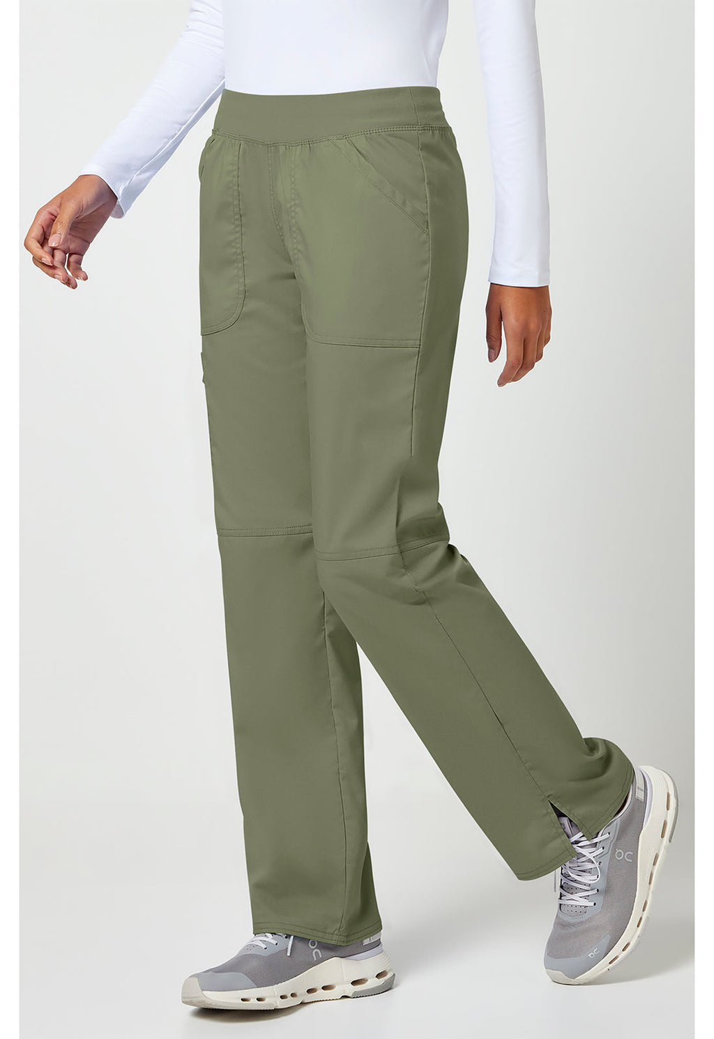 Workwear Revolution WW110 Women's Mid Rise Straight Leg Pull-on Scrub Pants Olive