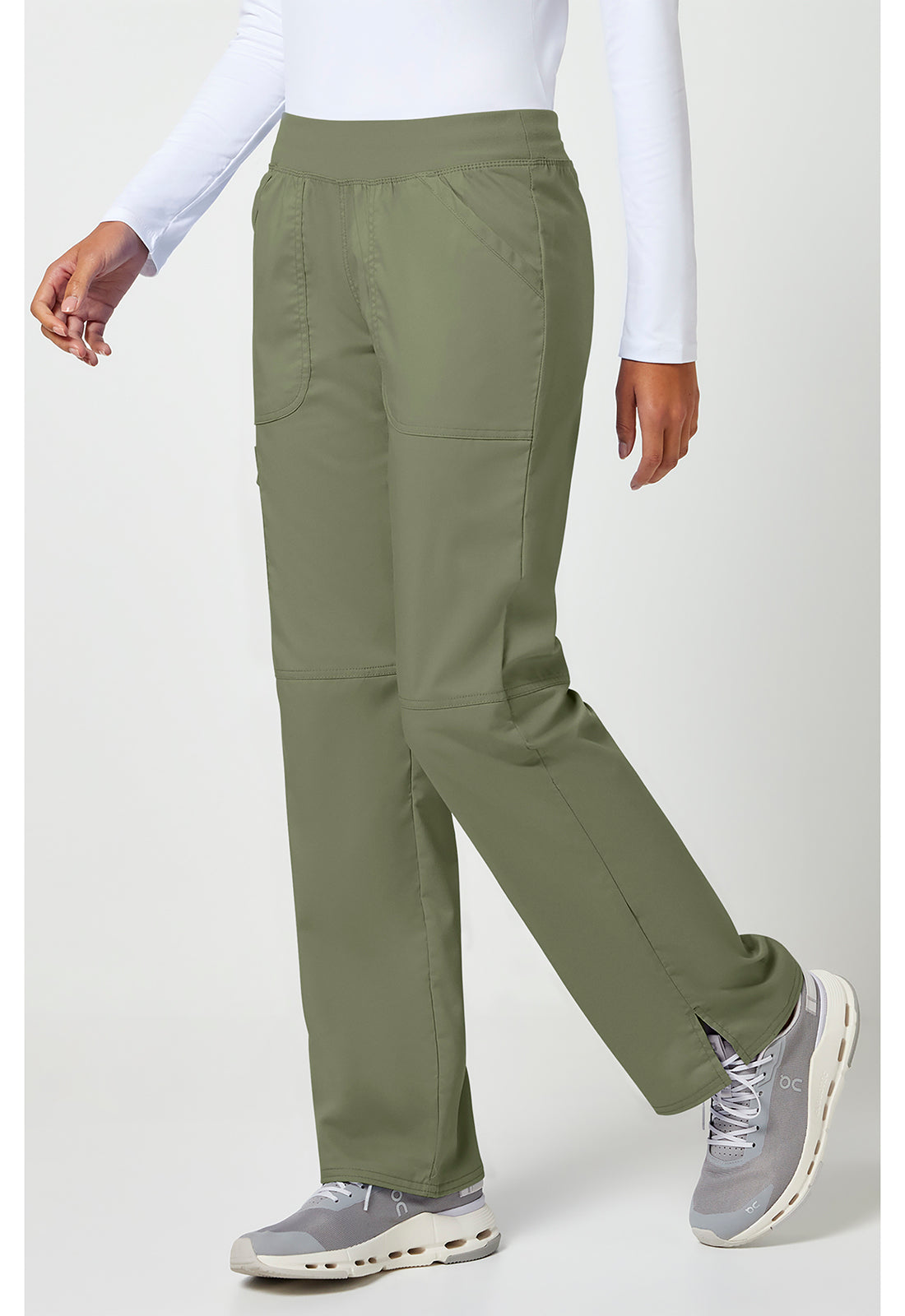 Workwear Revolution WW110 Women's Mid Rise Straight Leg Pull-on Scrub Pants Olive