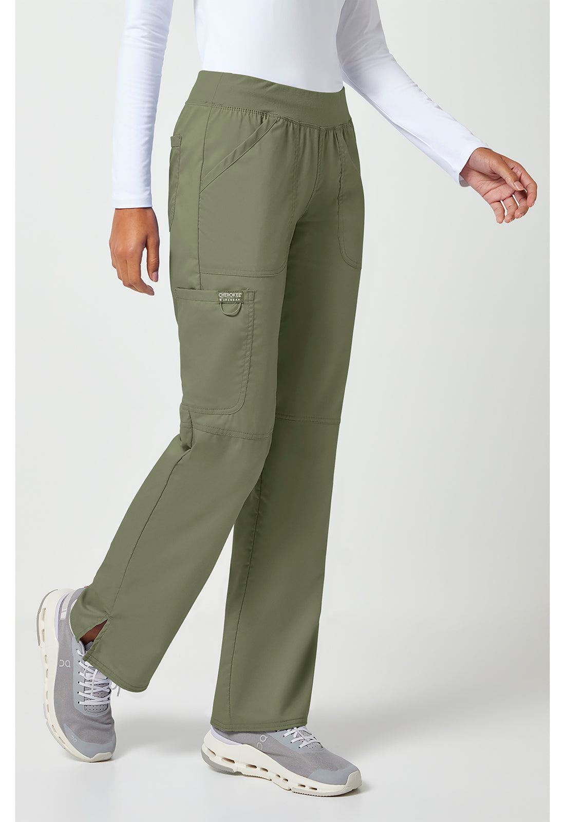Workwear Revolution WW110 Women's Mid Rise Straight Leg Pull-on Scrub Pants Olive
