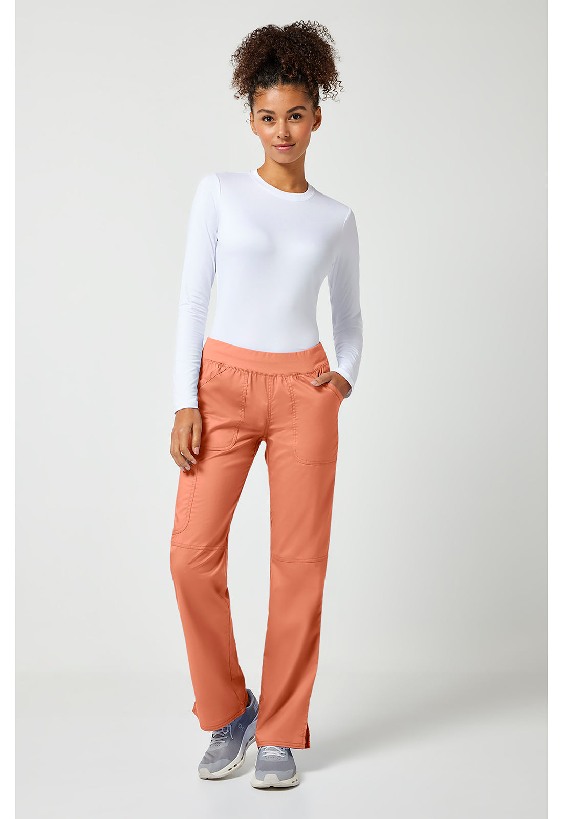 Workwear Revolution WW110 Women's Mid Rise Straight Leg Pull-on Scrub Pants Papaya Juice