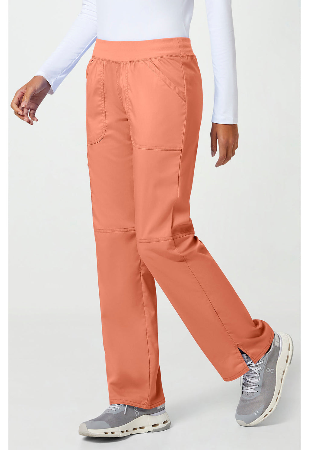 Workwear Revolution WW110 Women's Mid Rise Straight Leg Pull-on Scrub Pants Papaya Juice