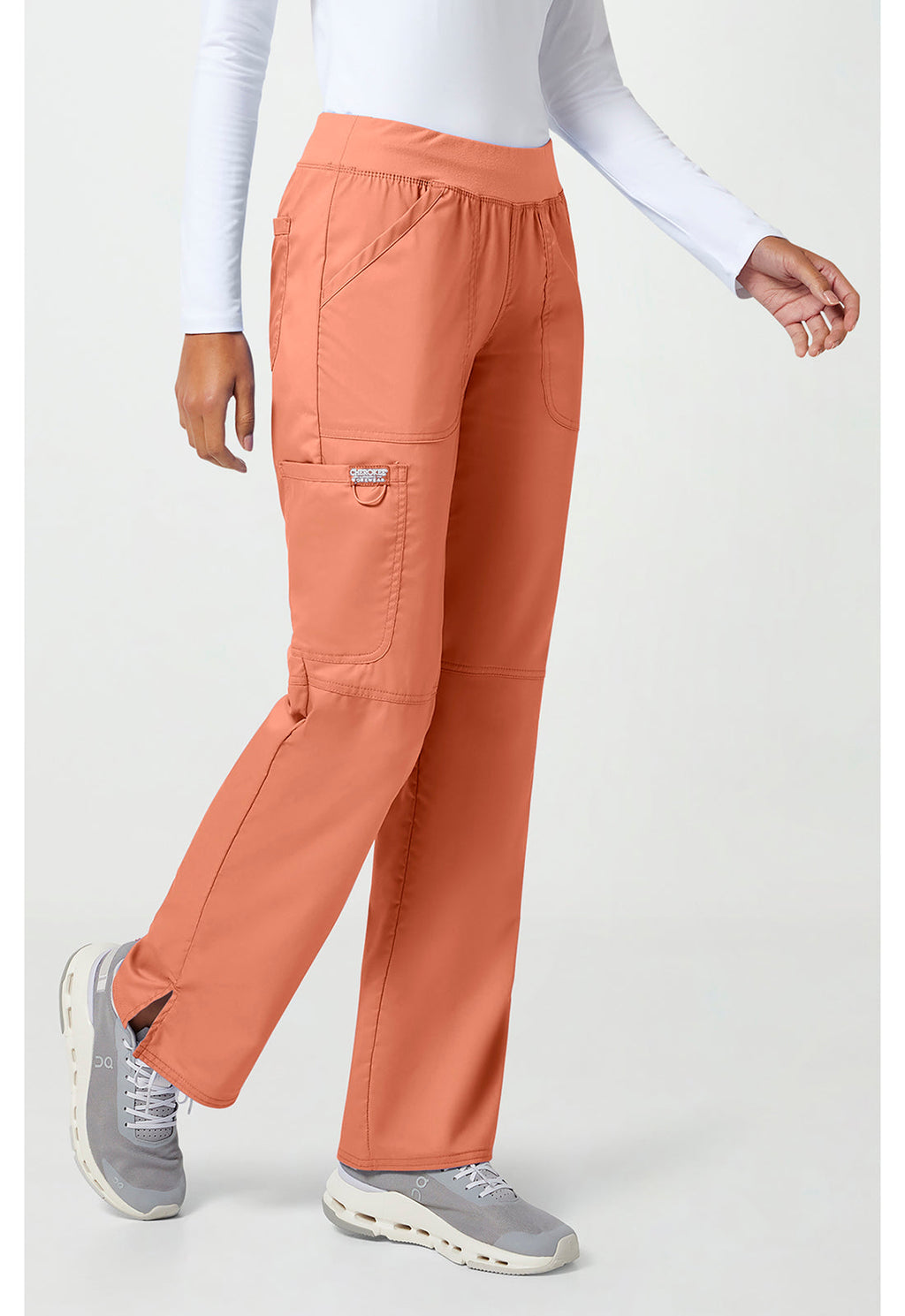 Workwear Revolution WW110 Women's Mid Rise Straight Leg Pull-on Scrub Pants Papaya Juice