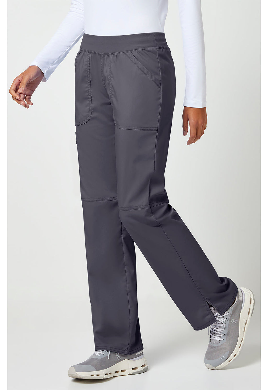 Workwear Revolution WW110 Women's Mid Rise Straight Leg Pull-on Scrub Pants Pewter