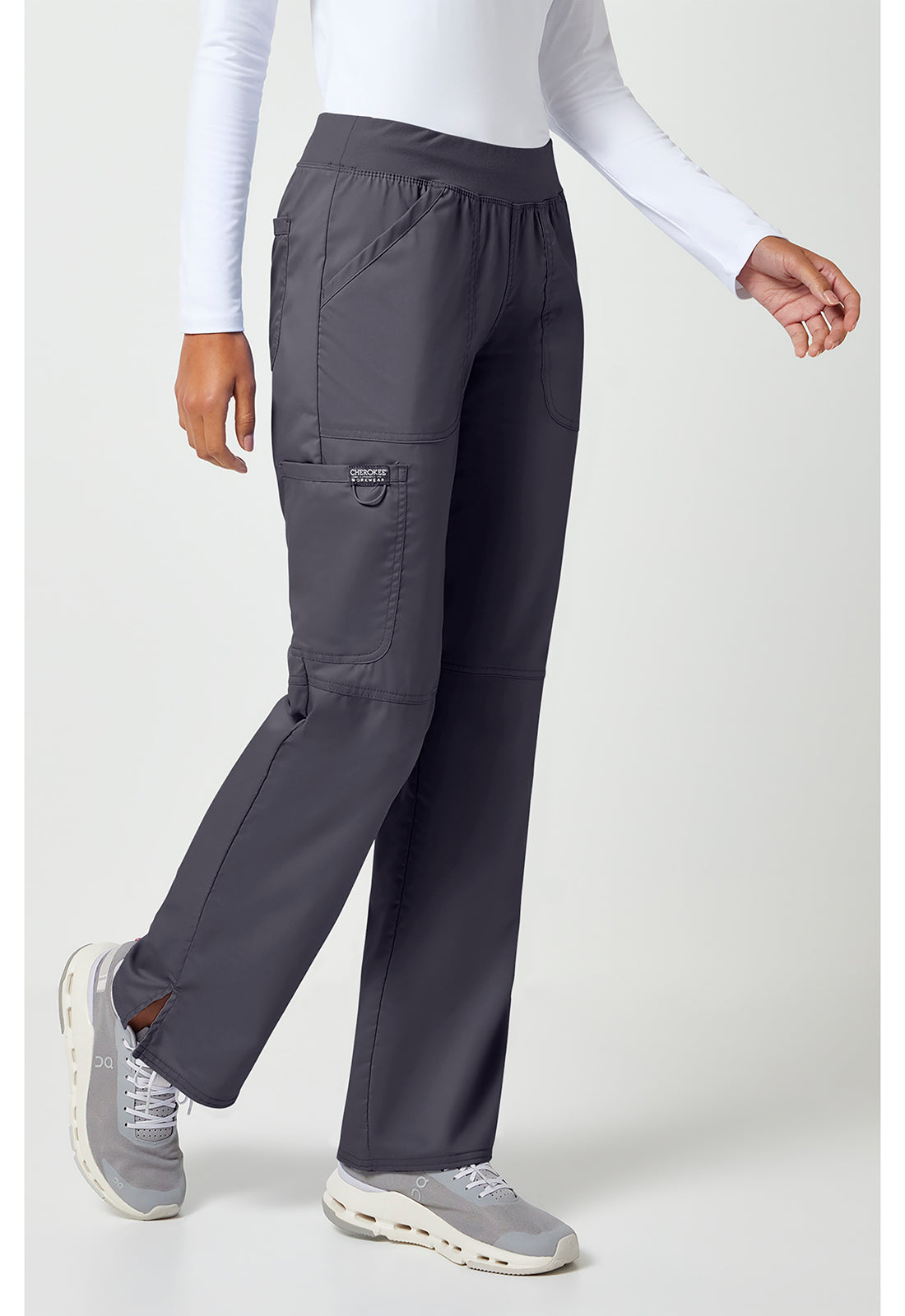 Workwear Revolution WW110 Women's Mid Rise Straight Leg Pull-on Scrub Pants Pewter