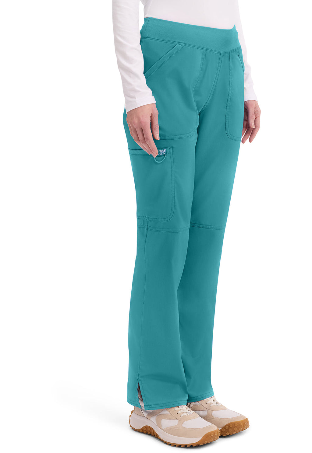 Workwear Revolution WW110 Women's Mid Rise Straight Leg Pull-on Scrub Pants Teal Blue
