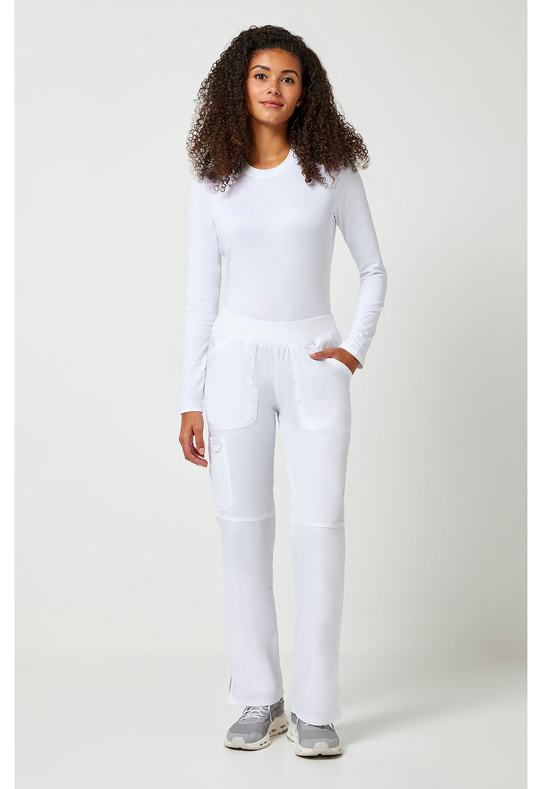 Workwear Revolution WW110 Women's Mid Rise Straight Leg Pull-on Scrub Pants White