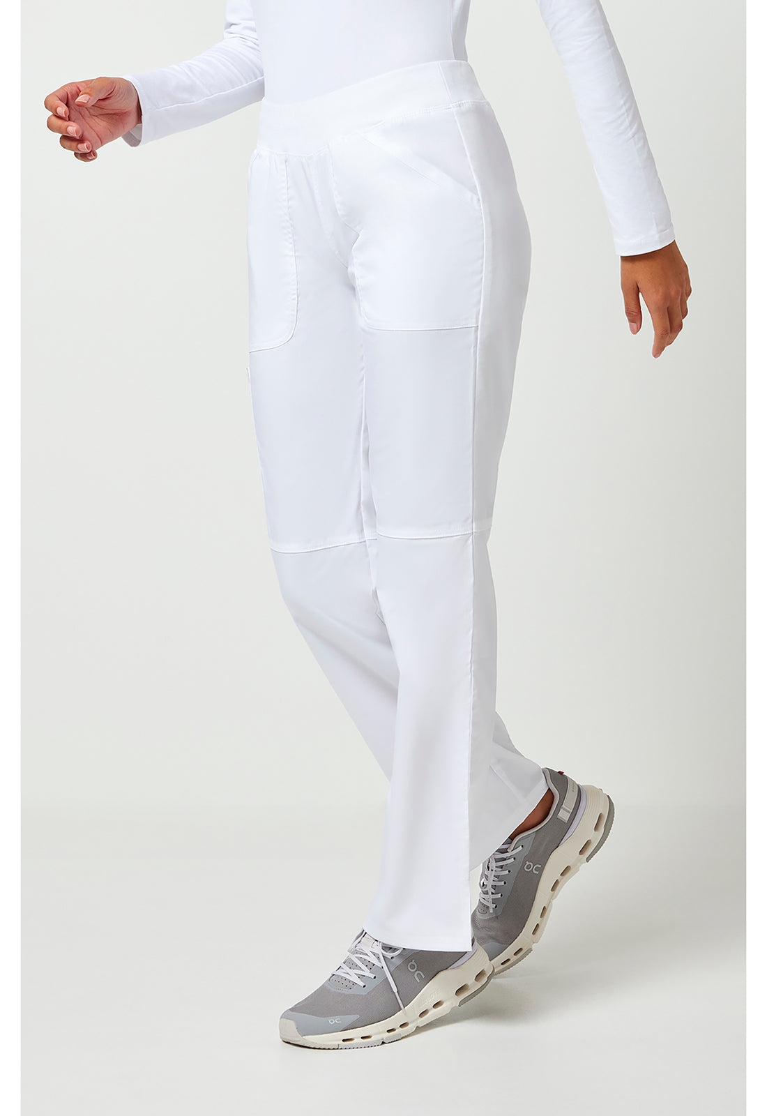 Workwear Revolution WW110 Women's Mid Rise Straight Leg Pull-on Scrub Pants White