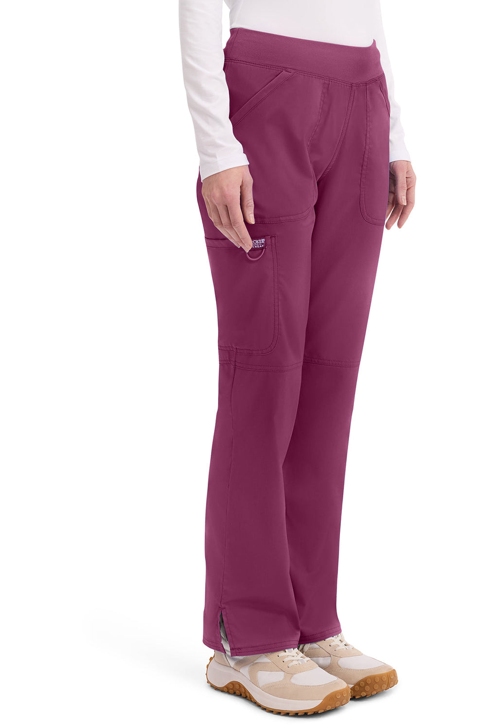 Workwear Revolution WW110 Women's Mid Rise Straight Leg Pull-on Scrub Pants Wine