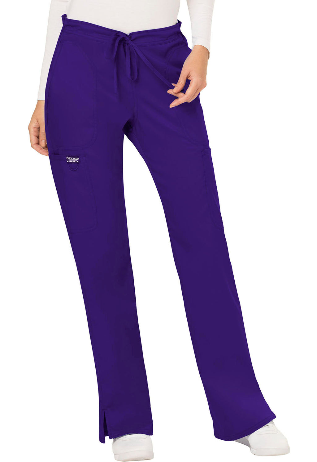 Workwear Revolution WW120 Women's Mid Rise Moderate Flare Drawstring Scrub Pants Grape