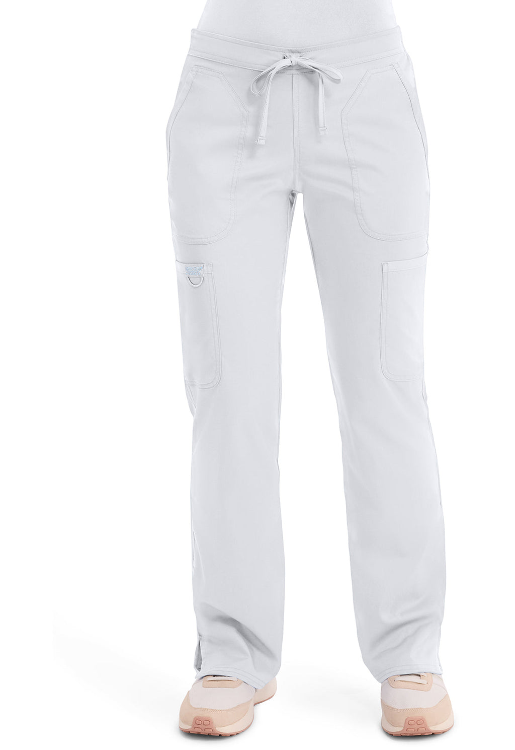 Workwear Revolution WW120 Women's Mid Rise Moderate Flare Drawstring Scrub Pants White