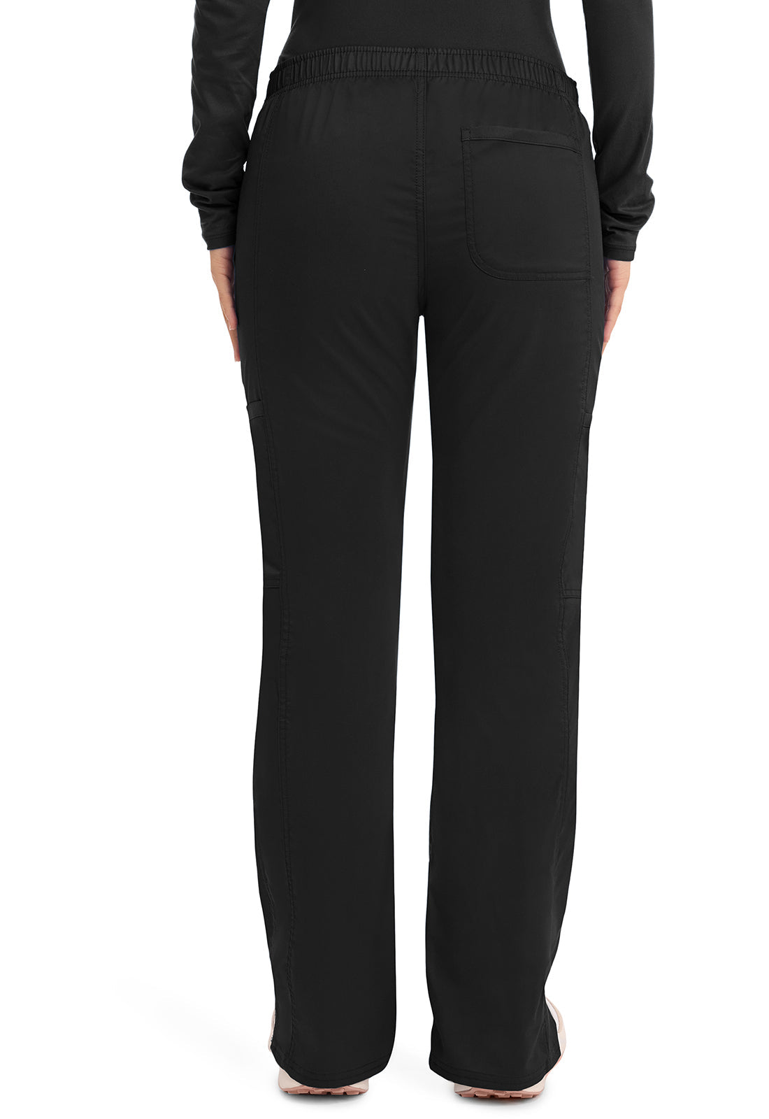 Workwear Revolution WW120 Women's Mid Rise Moderate Flare Drawstring Scrub Pants Black