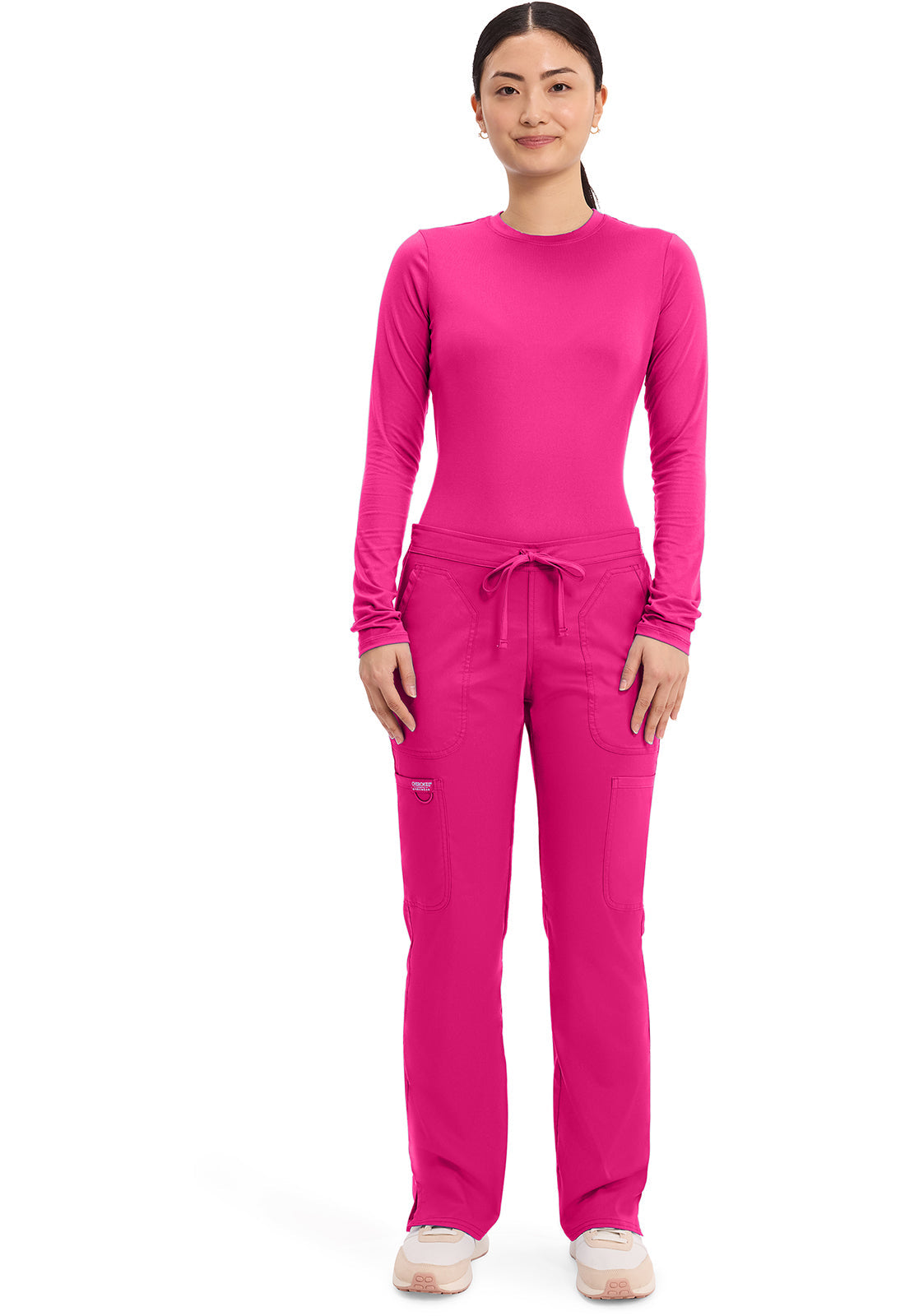 Workwear Revolution WW120 Women's Mid Rise Moderate Flare Drawstring Scrub Pants Electric Pink