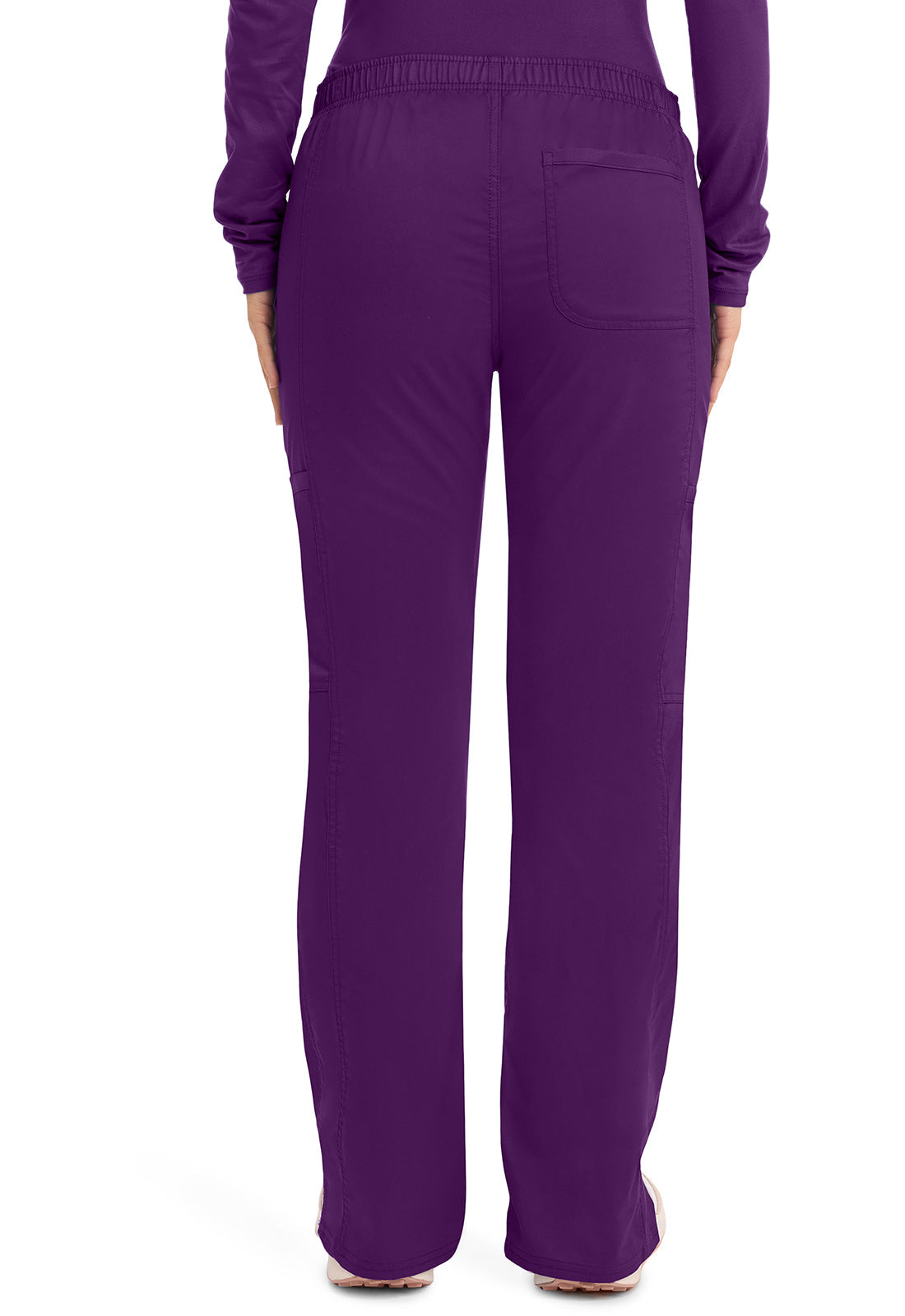Workwear Revolution WW120 Women's Mid Rise Moderate Flare Drawstring Scrub Pants Eggplant