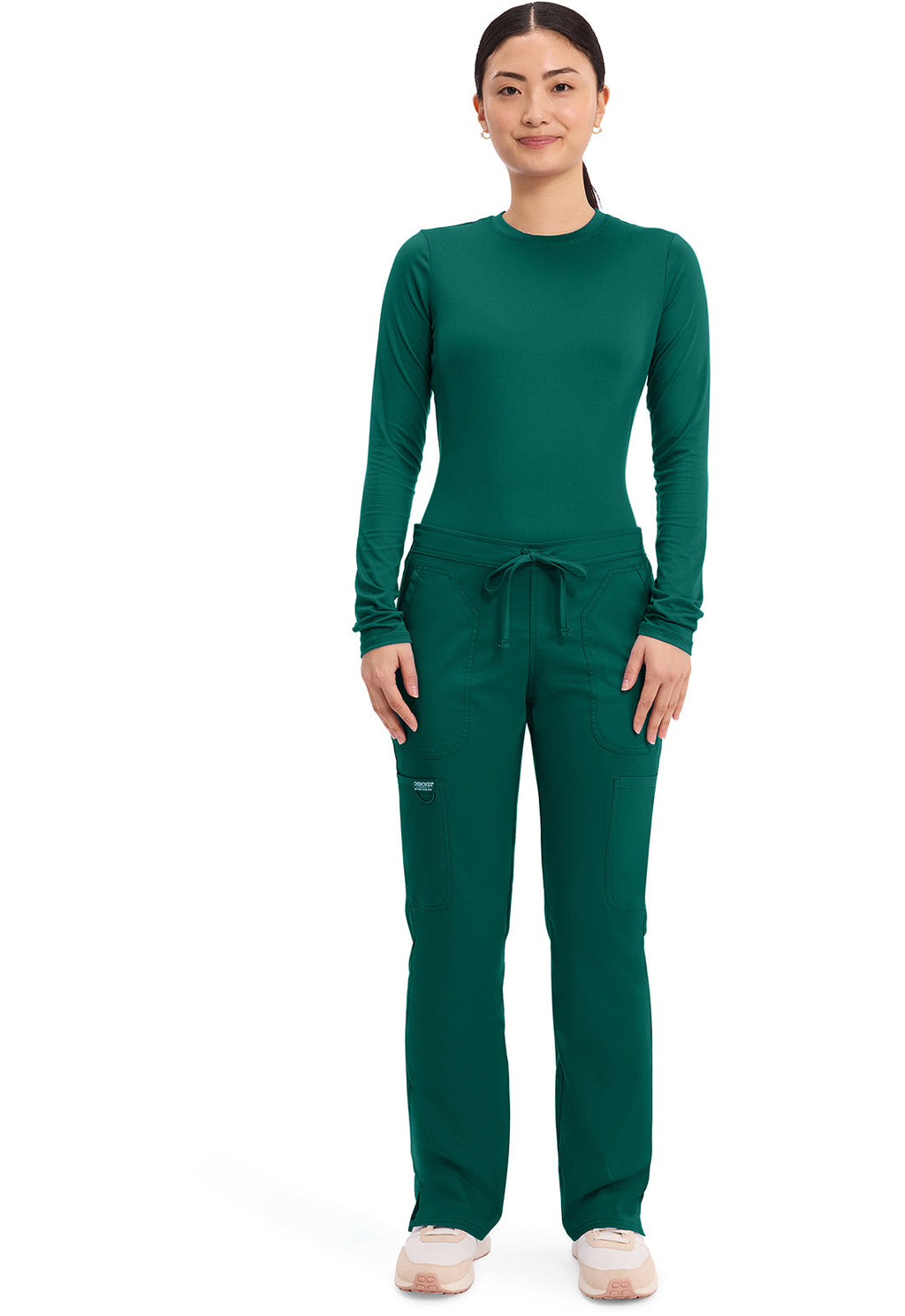 Workwear Revolution WW120 Women's Mid Rise Moderate Flare Drawstring Scrub Pants Hunter Green