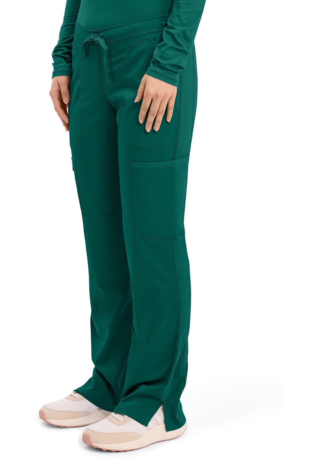 Workwear Revolution WW120 Women's Mid Rise Moderate Flare Drawstring Scrub Pants Hunter Green