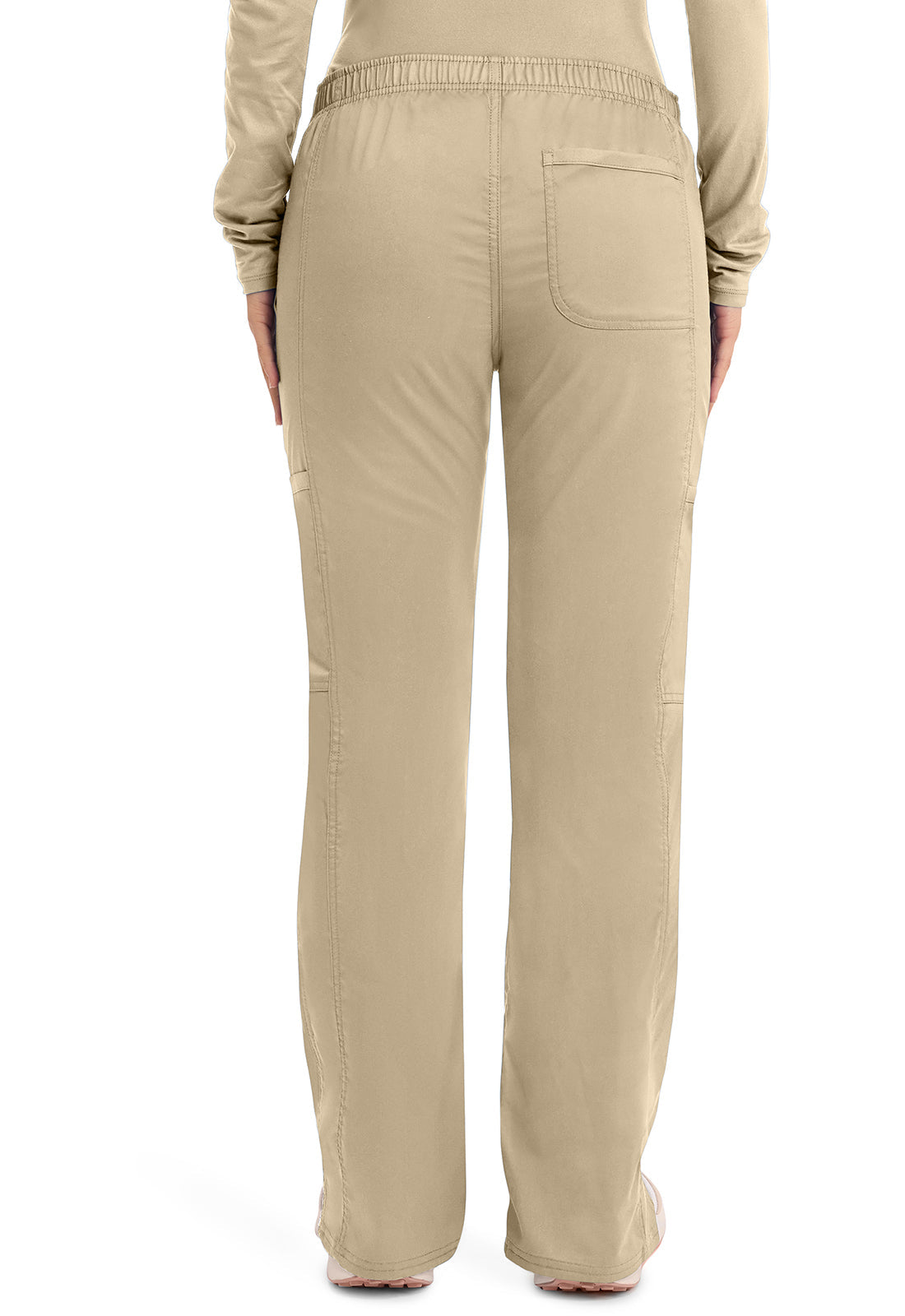 Workwear Revolution WW120 Women's Mid Rise Moderate Flare Drawstring Scrub Pants Khaki