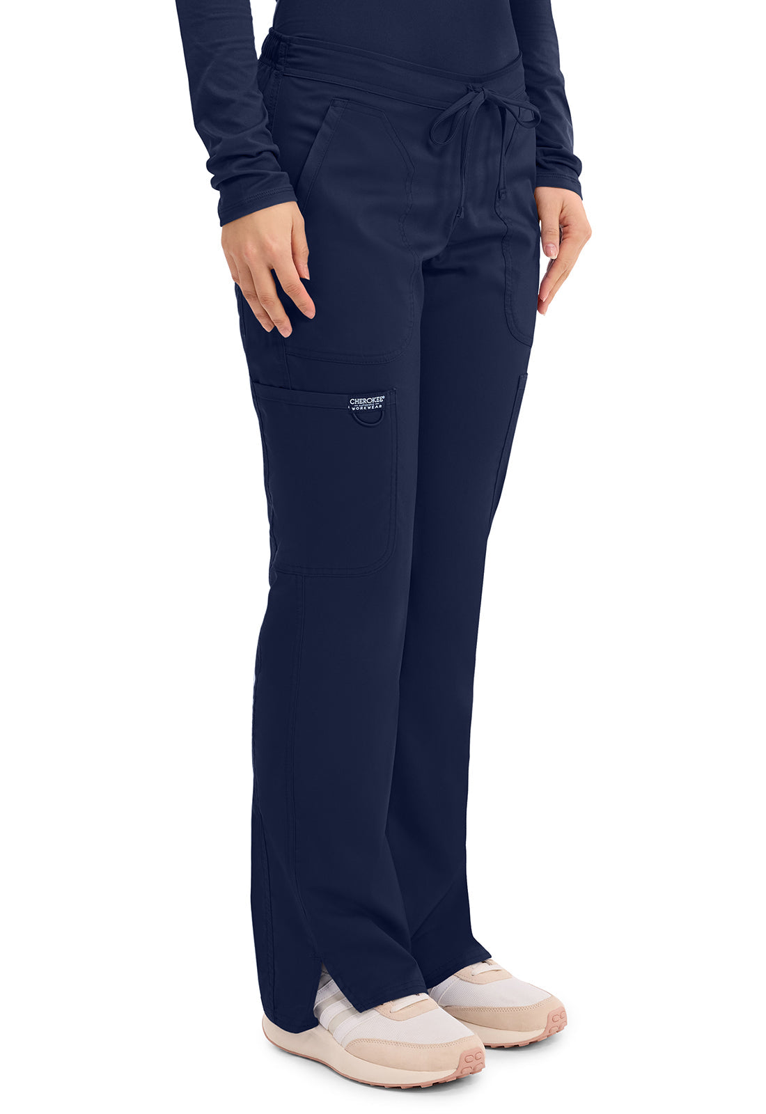 Workwear Revolution WW120 Women's Mid Rise Moderate Flare Drawstring Scrub Pants Navy
