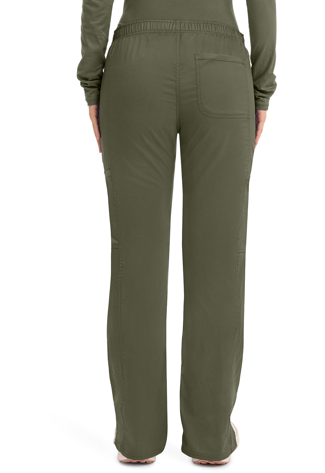 Workwear Revolution WW120 Women's Mid Rise Moderate Flare Drawstring Scrub Pants Olive