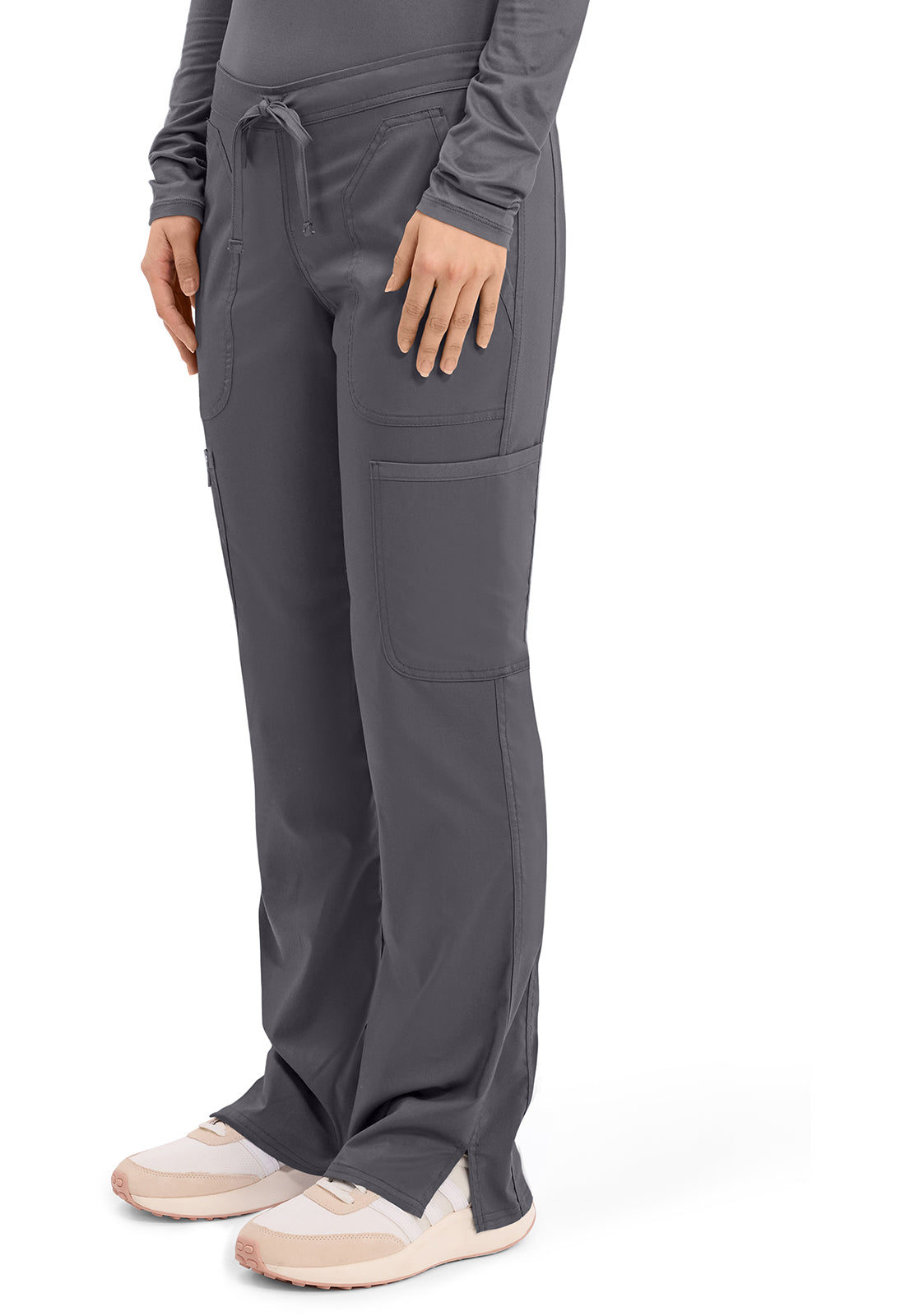 Workwear Revolution WW120 Women's Mid Rise Moderate Flare Drawstring Scrub Pants Pewter