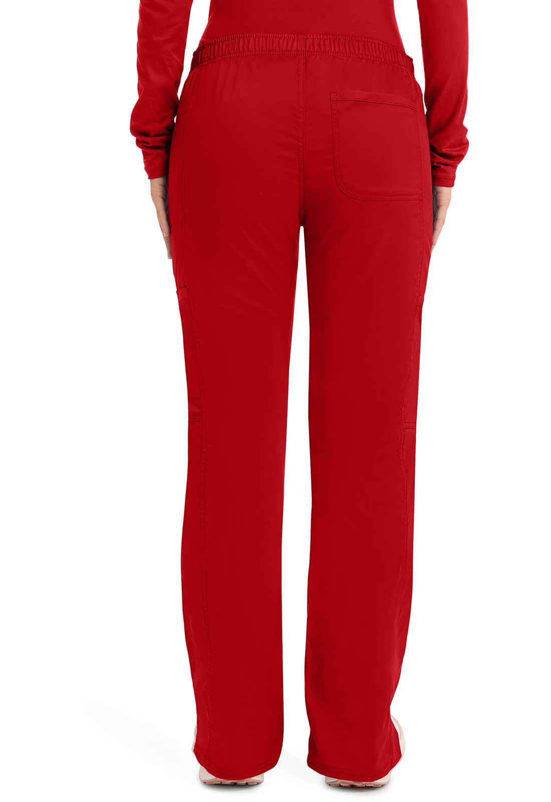 Workwear Revolution WW120 Women's Mid Rise Moderate Flare Drawstring Scrub Pants Red