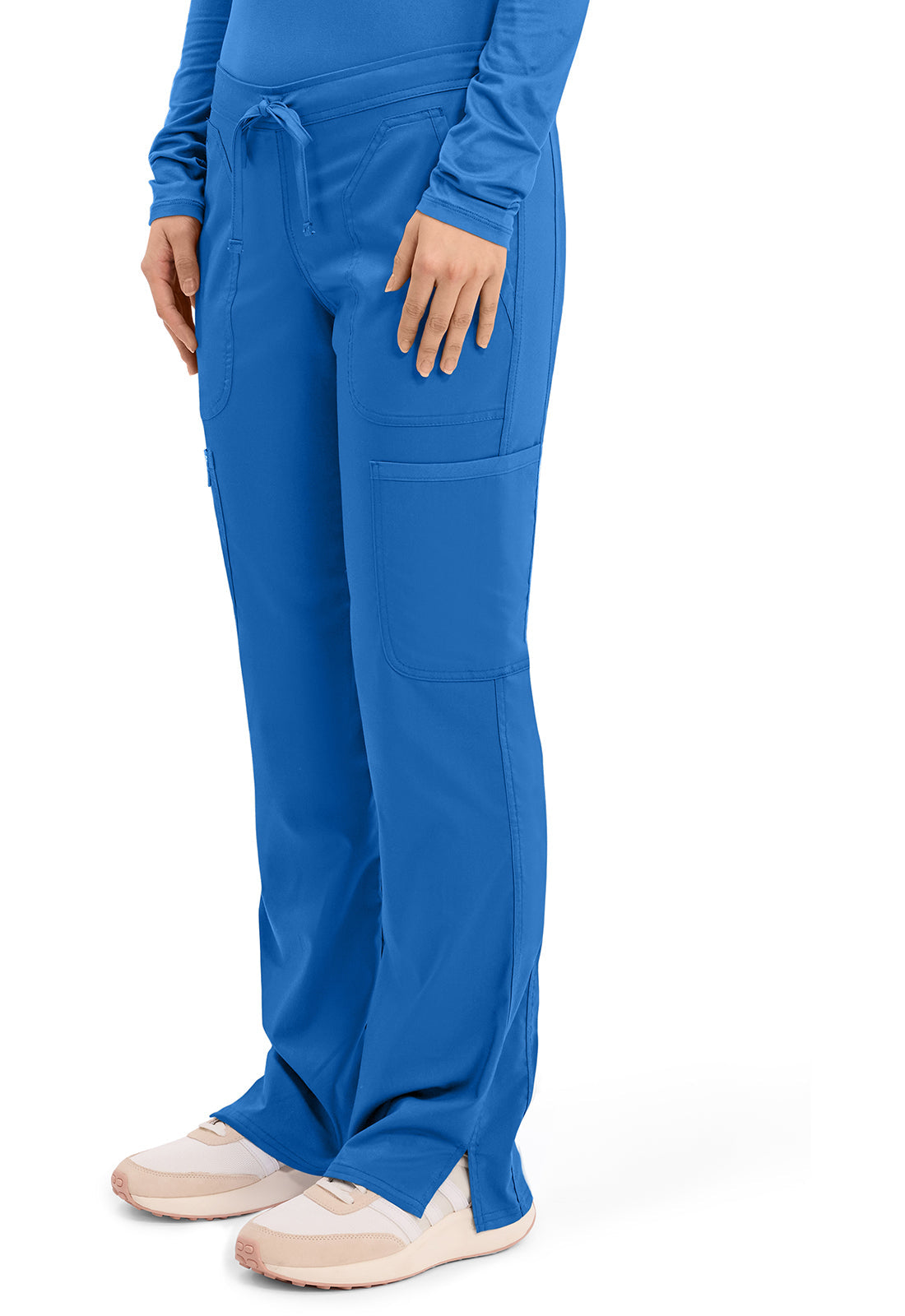 Workwear Revolution WW120 Women's Mid Rise Moderate Flare Drawstring Scrub Pants Royal