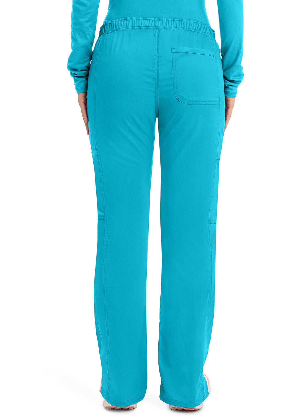 Workwear Revolution WW120 Women's Mid Rise Moderate Flare Drawstring Scrub Pants Turquoise