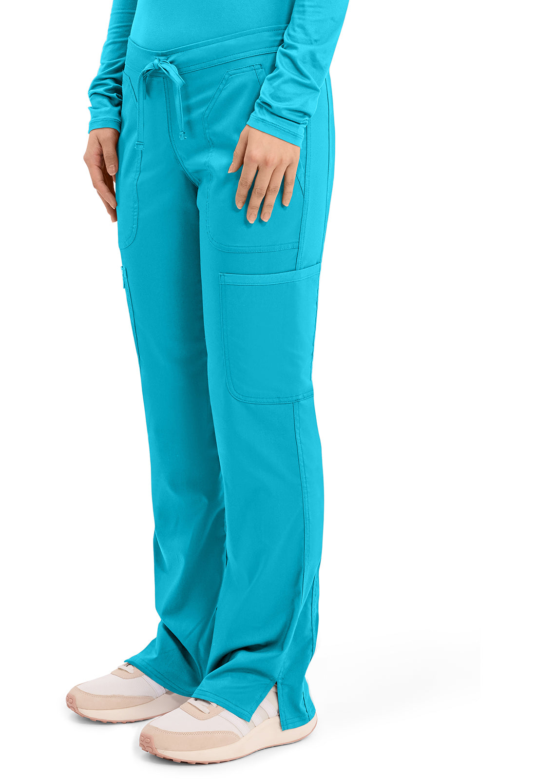 Workwear Revolution WW120 Women's Mid Rise Moderate Flare Drawstring Scrub Pants Turquoise