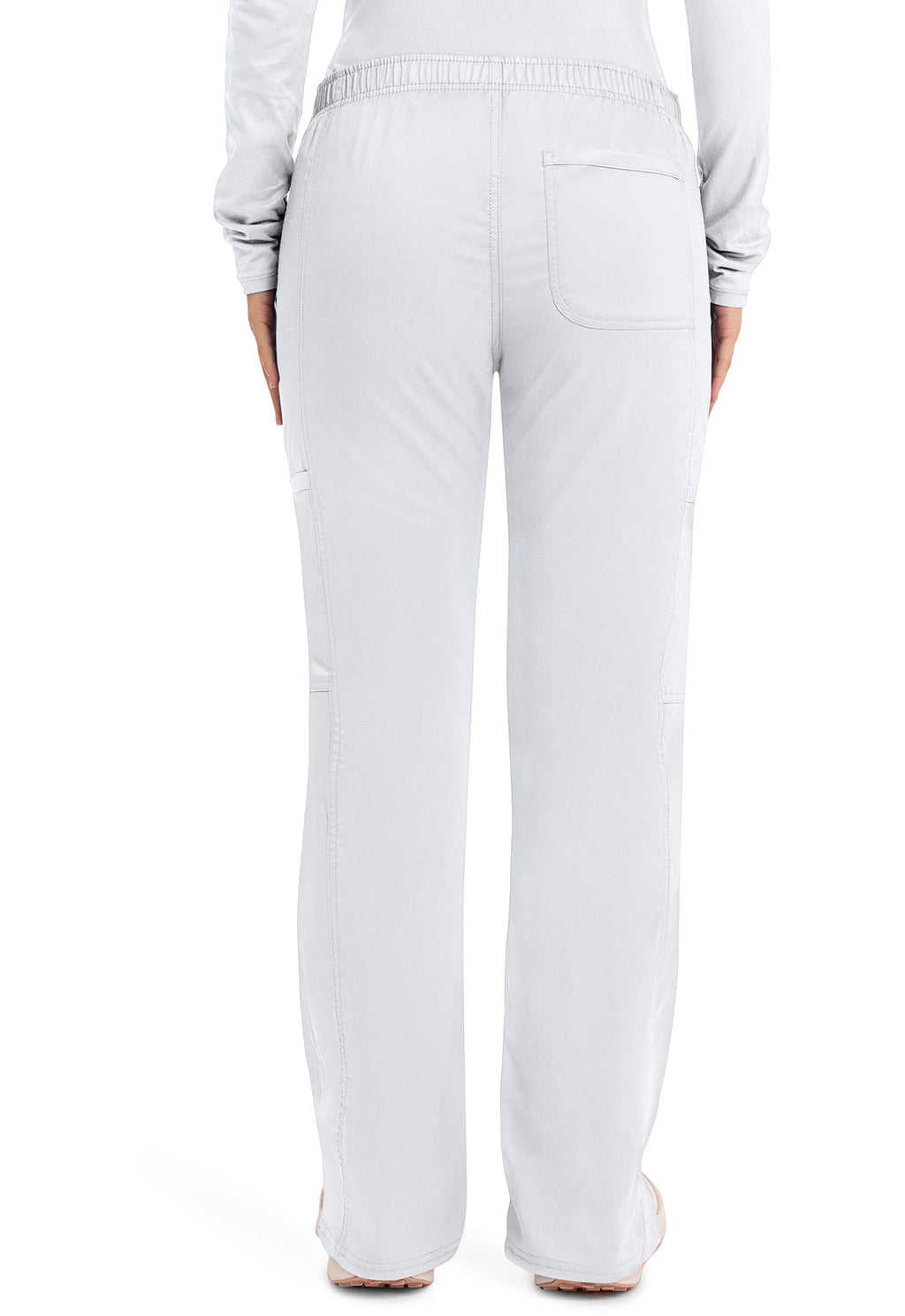 Workwear Revolution WW120 Women's Mid Rise Moderate Flare Drawstring Scrub Pants White