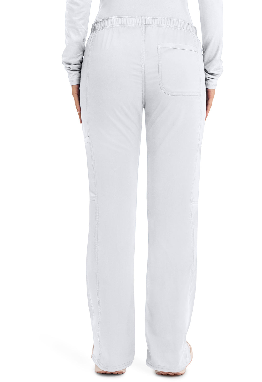 Workwear Revolution WW120 Women's Mid Rise Moderate Flare Drawstring Scrub Pants White