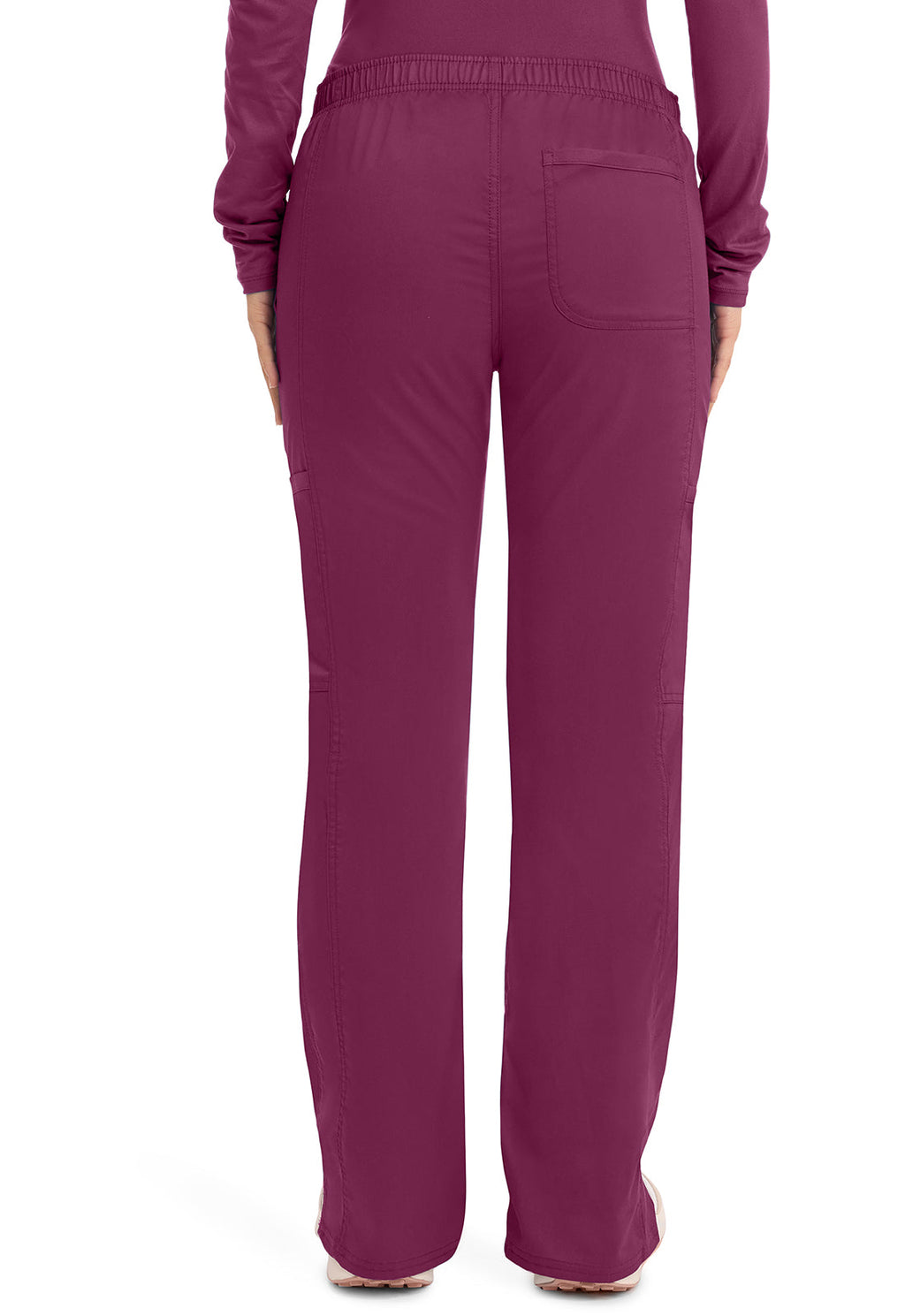 Workwear Revolution WW120 Women's Mid Rise Moderate Flare Drawstring Scrub Pants Wine