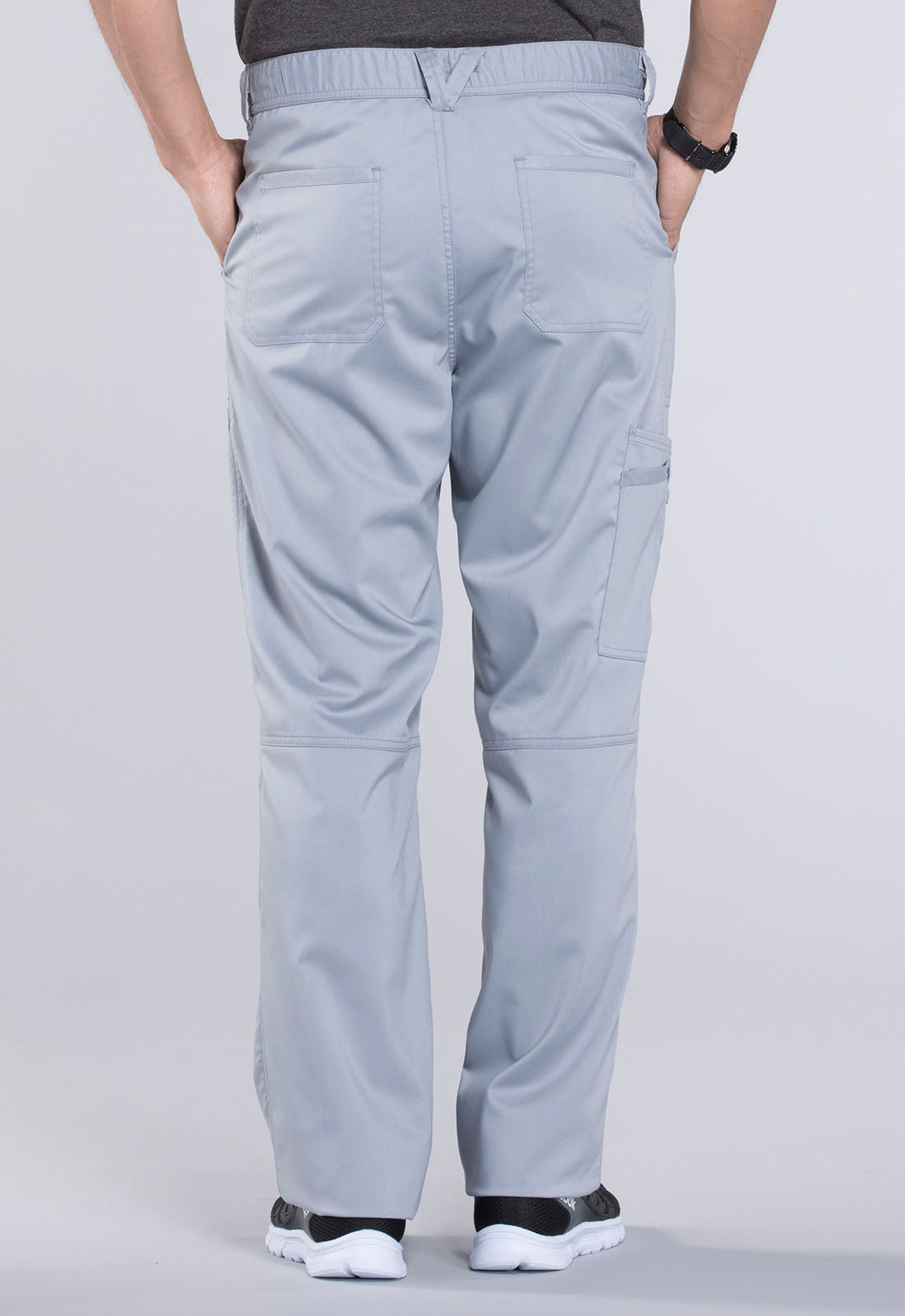 Revolution WW140 Men's Fly Front Pants Grey Model Image Back | Cherokee Workwear