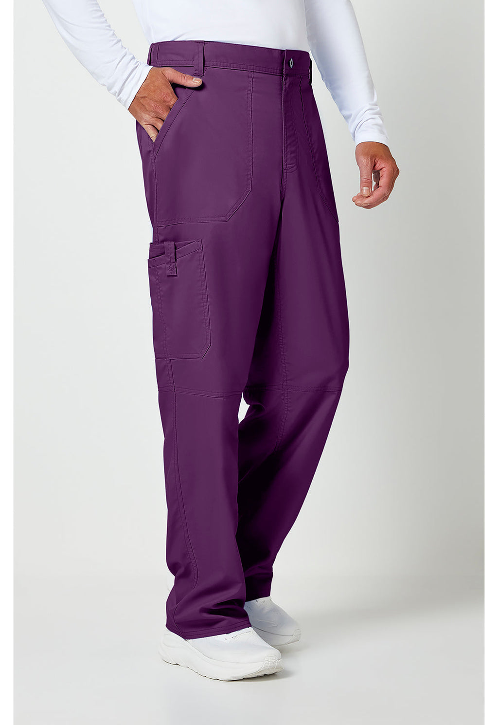 Workwear Revolution WW140 Men's Fly Front Scrub Pants Eggplant
