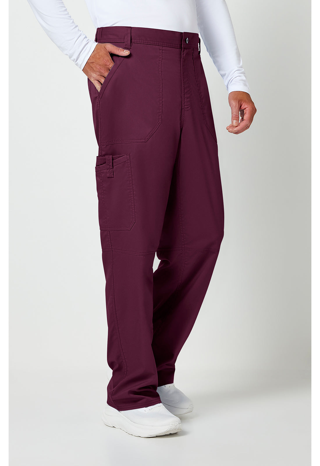 Workwear Revolution WW140 Men's Fly Front Scrub Pants Wine