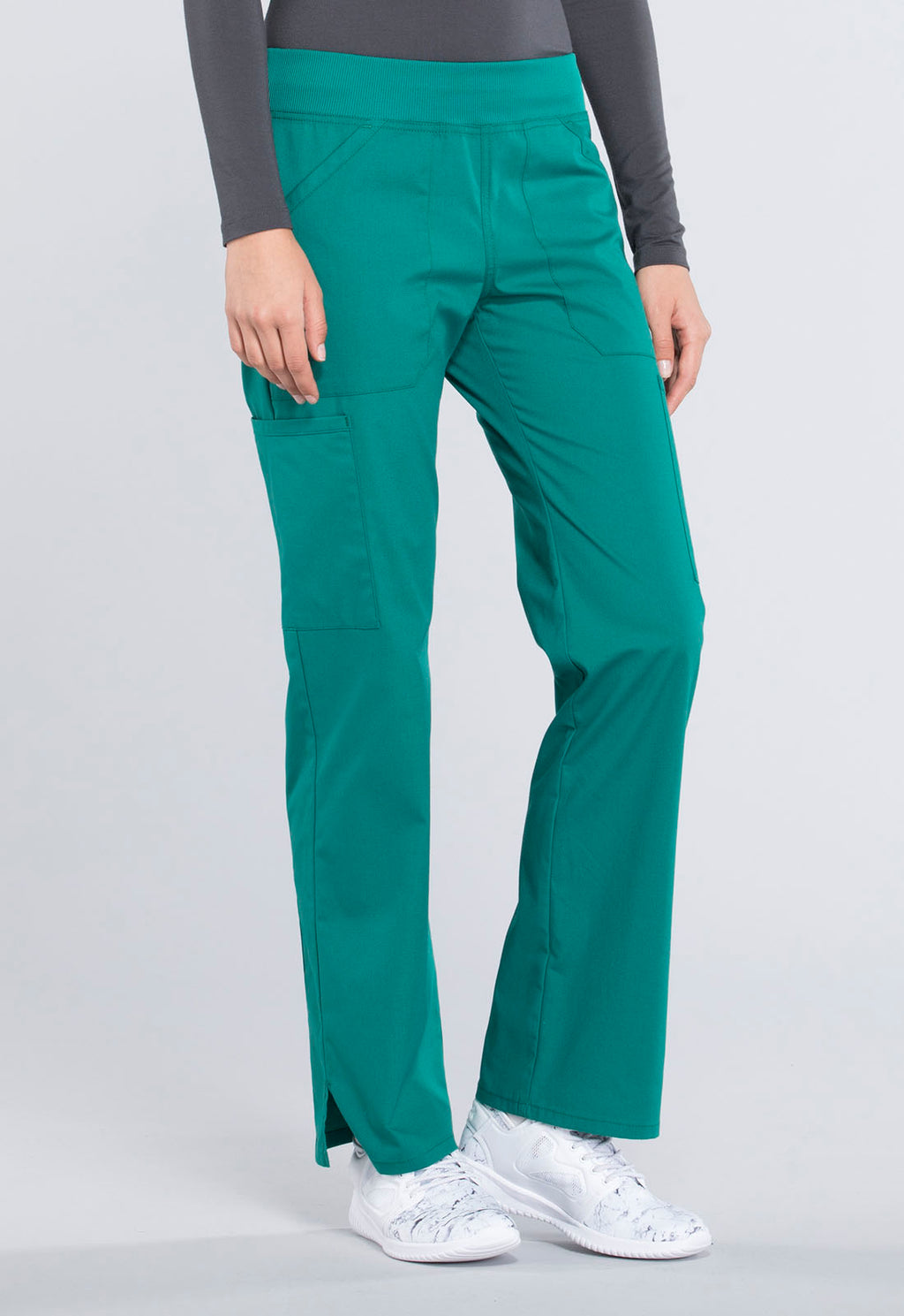 Professionals WW170 Mid Rise Straight Leg Pull-on Cargo Pants Hunter Green Model Image Left Side | Cherokee Workwear