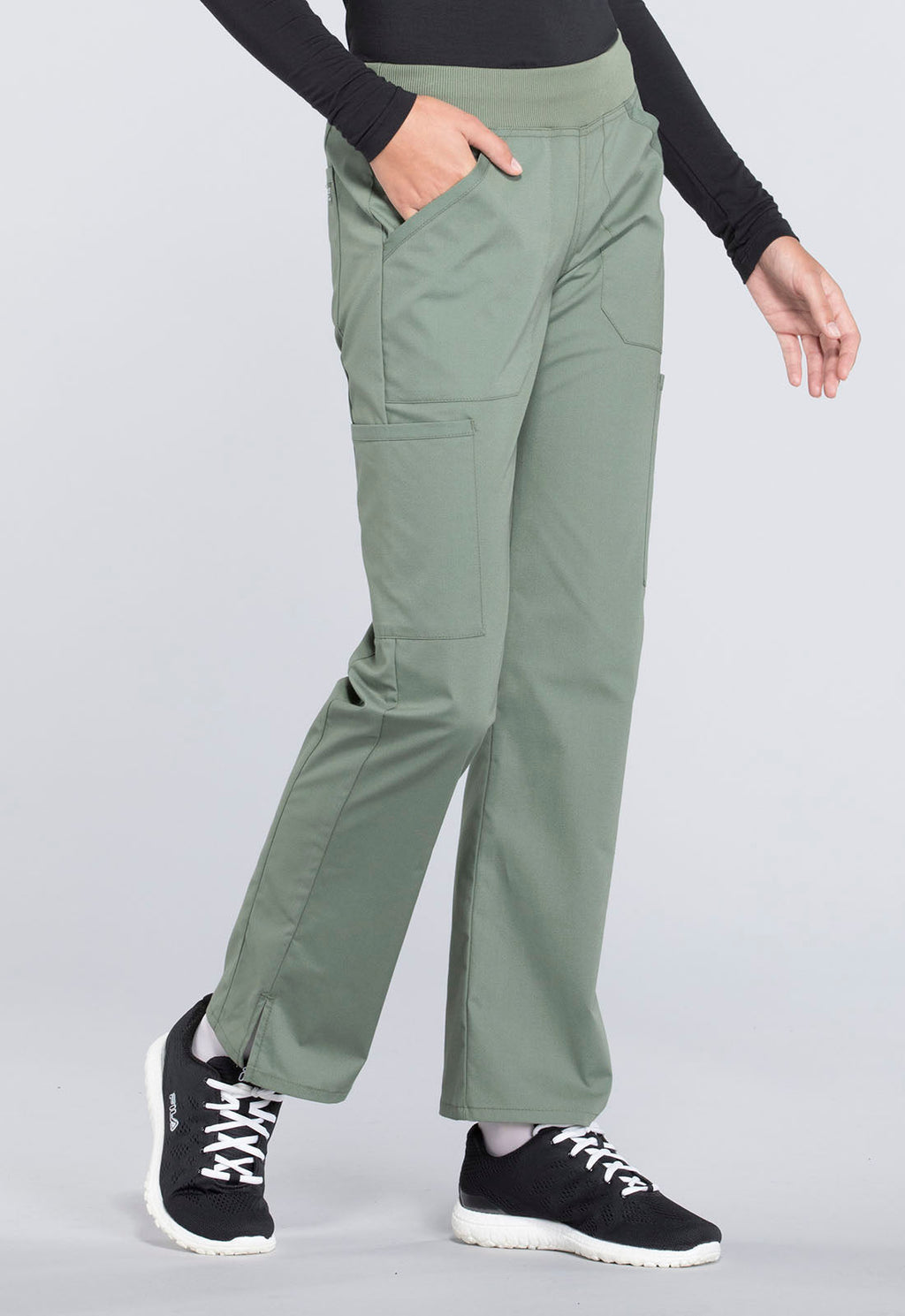 Professionals WW170 Mid Rise Straight Leg Pull-on Cargo Pants Olive