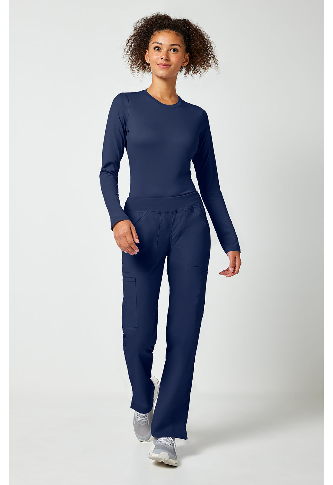 Workwear Professionalessionals WW170 Women's Mid Rise Straight Leg Pull-on Cargo Scrub Pants Navy