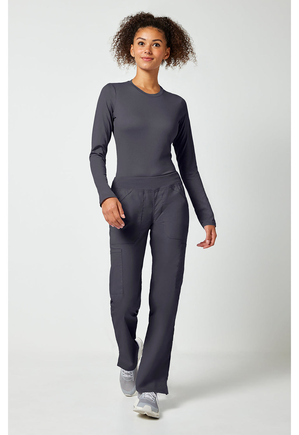 Workwear Professionalessionals WW170 Women's Mid Rise Straight Leg Pull-on Cargo Scrub Pants Pewter
