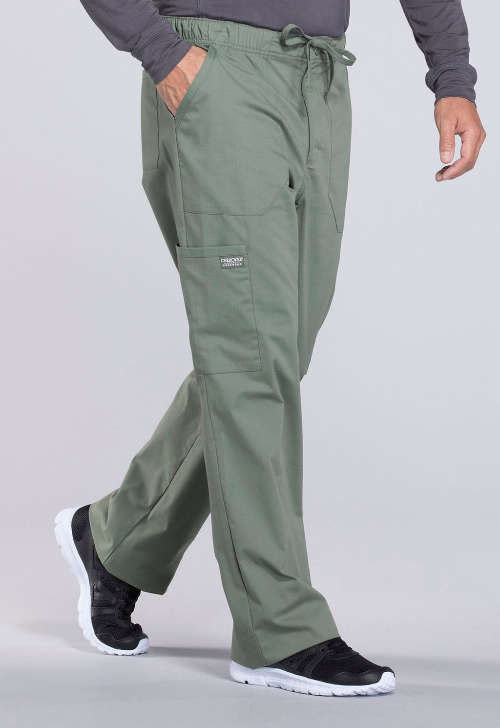 Professionals WW190 Men's Tapered Leg Fly Front Cargo Pants Olive